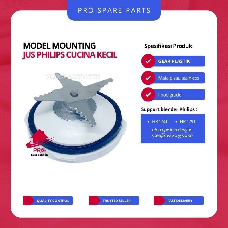 Model Mounting Blender Philips Cucina 1741 - Sparepart Dudukan Gelas Model Blender Philips HR 1741/1