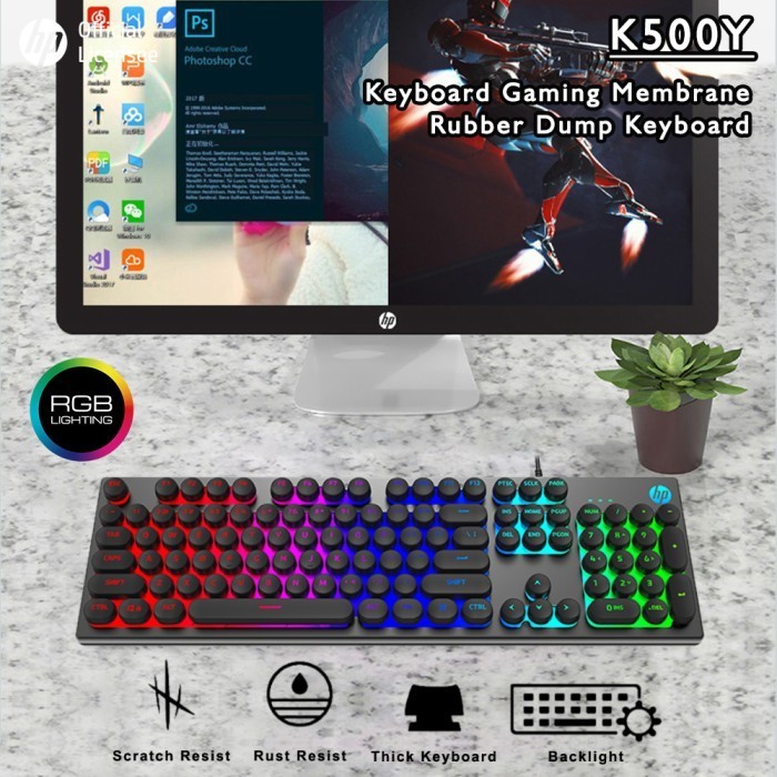 Keyboard Gang Hp K500Y - Rgb Membrane (Rubber Dump) Keyboard