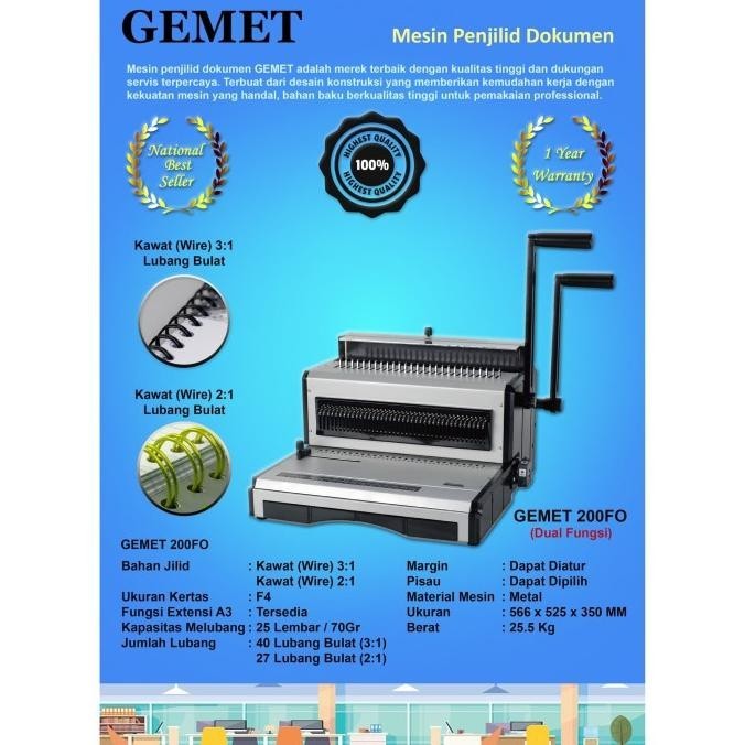 

Mesin Jilid Gemet 200Fo