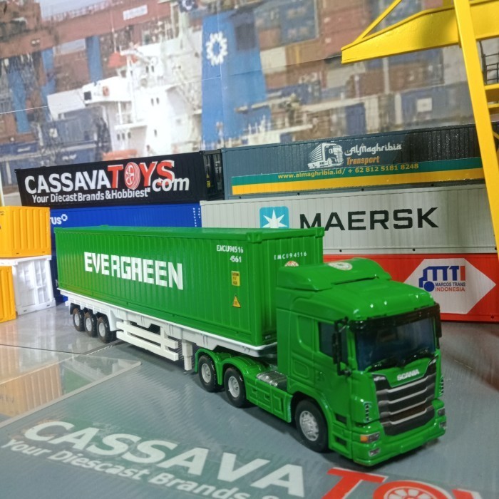 Diecast Container Truck Miniatur trailer Skala 43