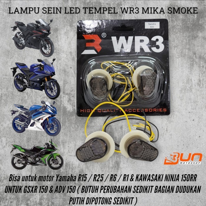 LAMPU SEIN TEMPEL WR3 SMOKE YAMAHA R25 & NEW R15 VVA V3