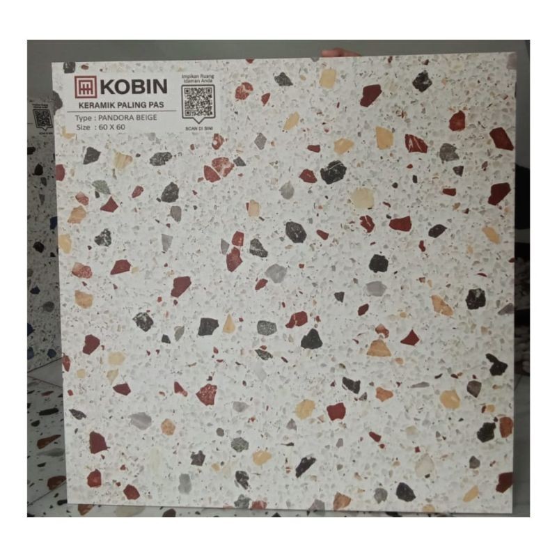 KERAMIK MATT MOTIF TERAZZO UKURAN 60X60 BY KOBIN