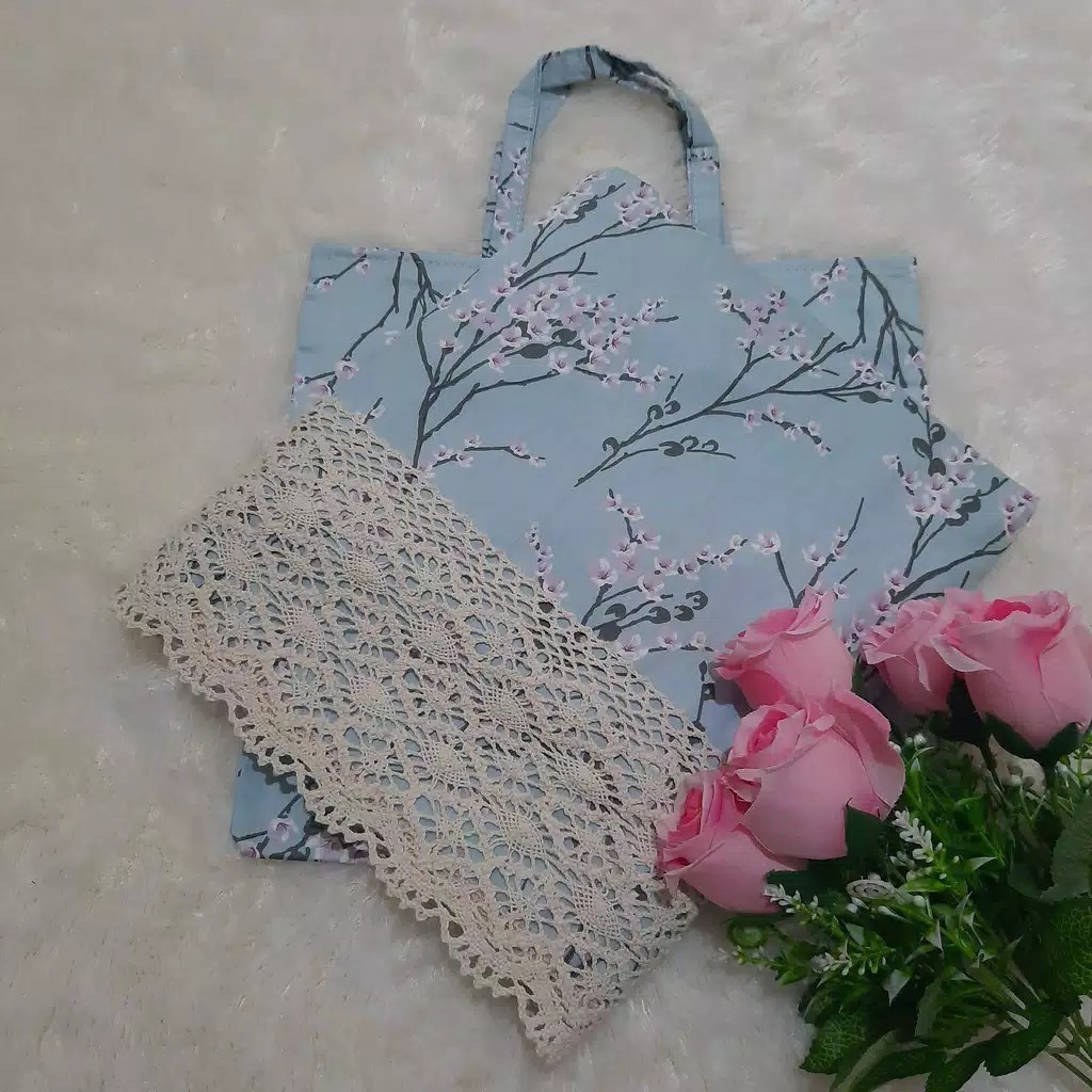PREMIUM UKENA KATUN JEPANG ORI RENDA BESAR JUMBO SAKURA MUKENA FREE SAJADAH DEWASA MOTIF BUNGA TAS