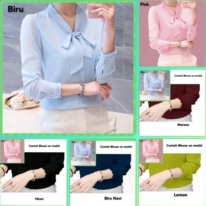 Blouse Wanita Baju Tunik Wanita Korea Lina Kemeja Blus Atasan Ungu