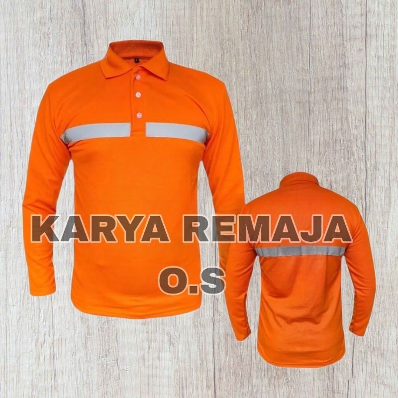 Kaos Polo Panjang Safety Kaos Polo skotlet kaos polo project Kaos skotlet Baju skotlet Orange