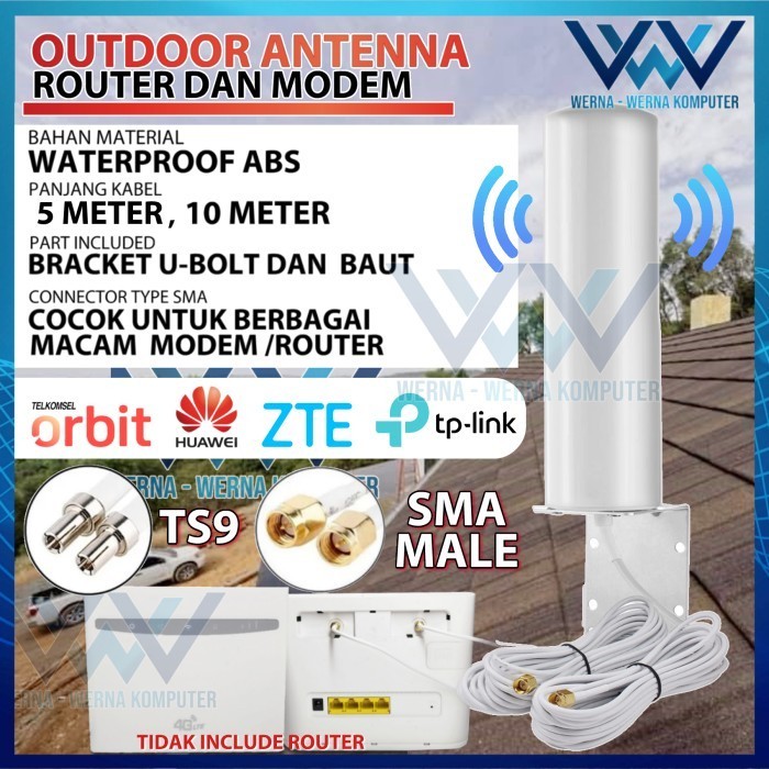 Antena Outdoor Guat Sinyal Em 4G Lte Plug - Sma Male