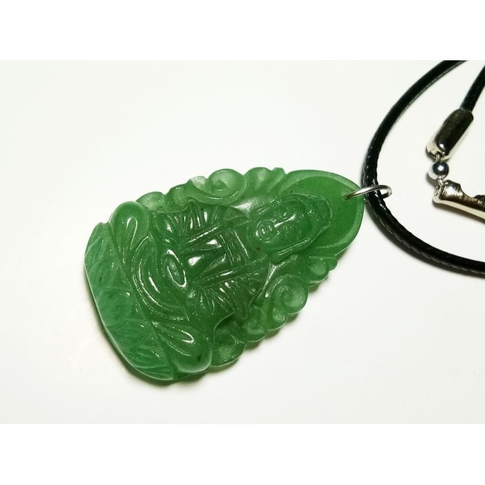 VEE KALUNG LIONTIN GIOK HIJAU UKIRAN DEWI KWAN IM ASLI BURMA