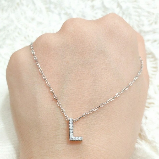 LIONTIN PRILLY INISIAL HURUF L ELEGANT EMAS ASLI