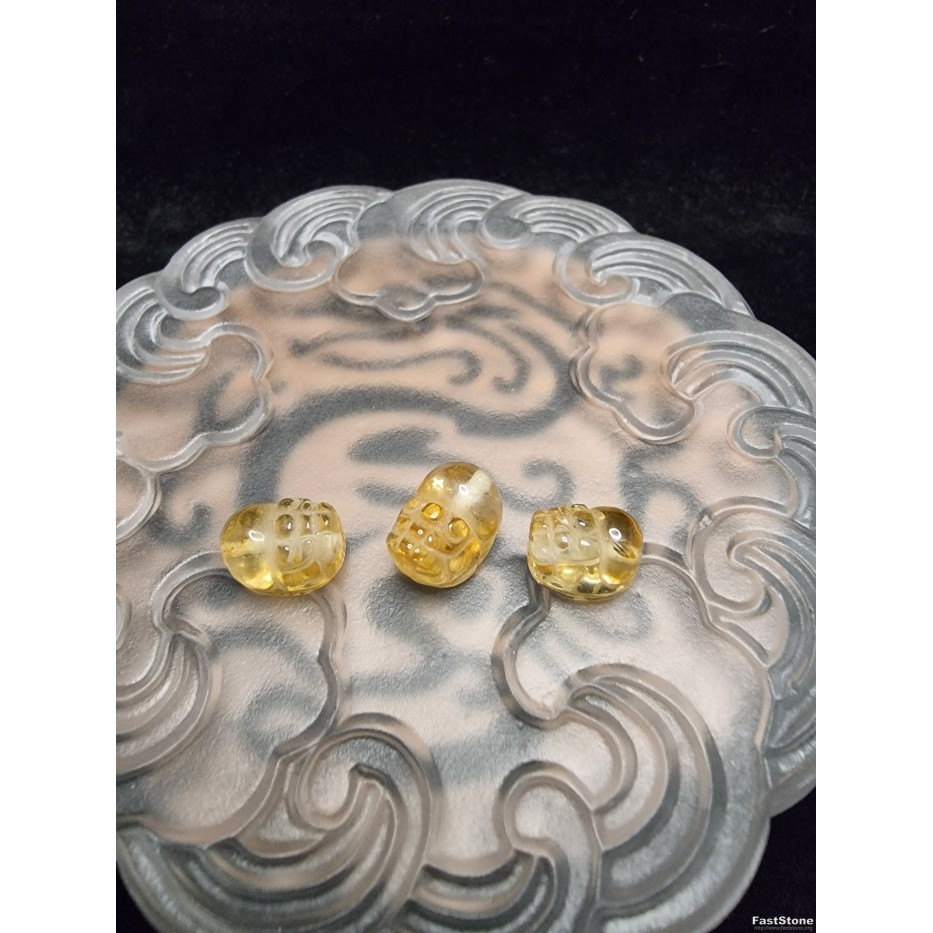 LIONTIN BATU CITRINE QUARTZ CRSYTAL UKIR PIXIU LUBANG LURUS 12MM F630