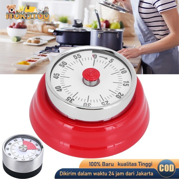 Timer Dapur Magnet Digital Manual Putar Mechanical Timer Alarm Masak