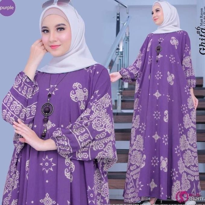 Kaftan Motif Bunga Dress Gamis Muslim Wanita Super Jumbo