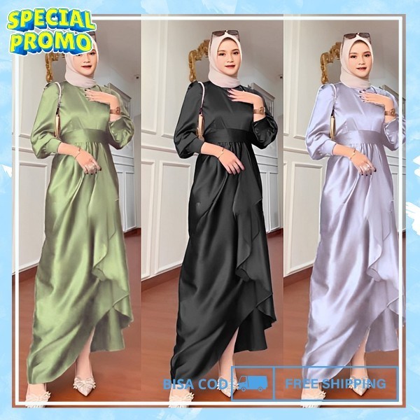 Dres Syar I Premium Iset Hijab Pakaian Muslim Perempuan Gaun Kondangan Tunik Setelan Syari Set Cadar