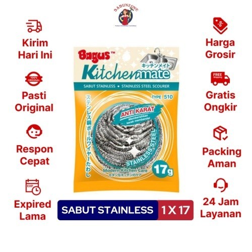 Sabut Kawat Bagus Stainless Scourer Cuci Piring isi 1 17 gr