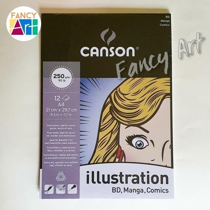 

Canson Illustration Pad A4 250Gsm 12Sheets Bd Manga Comic Buku Gambar