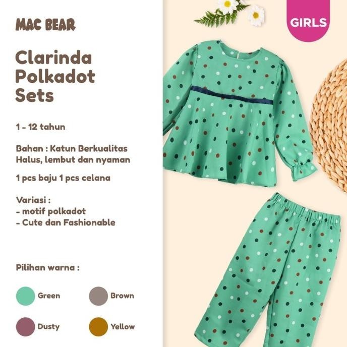 Macbee Setelan Tunik Anak Perempuan Princess C Clarinda Polkadot