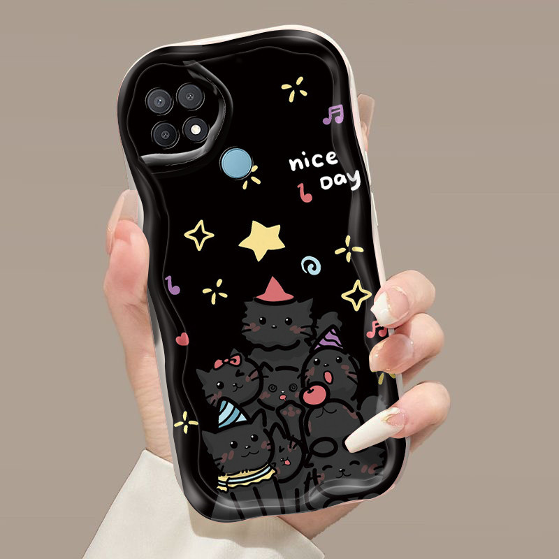Casing Hp OPPO A15 A15s A35 Case Casing Lucu Gterbaru aestheti Kucing hitam berbulu pola Softcase ba
