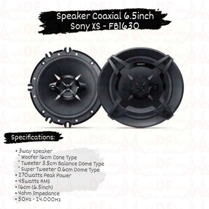 Ready Speaker Coaxial 3way SONY XS - FB1630 6.5inch