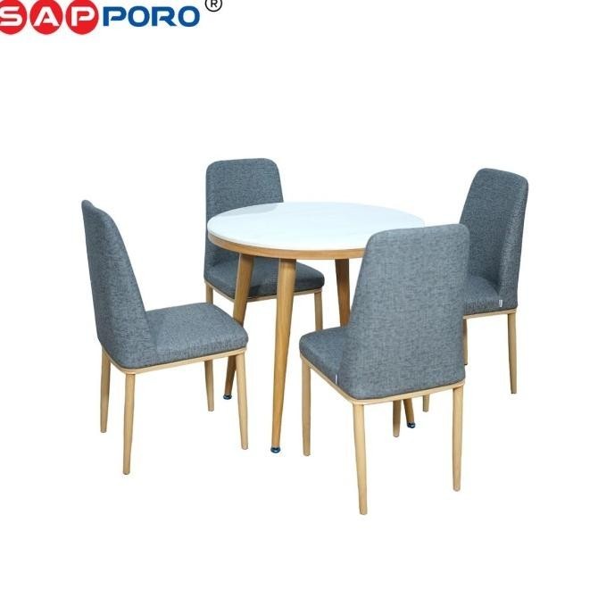 SAPPORO FRASCATI - Meja Makan Set Marmer Bulat | Dining Set Marmer