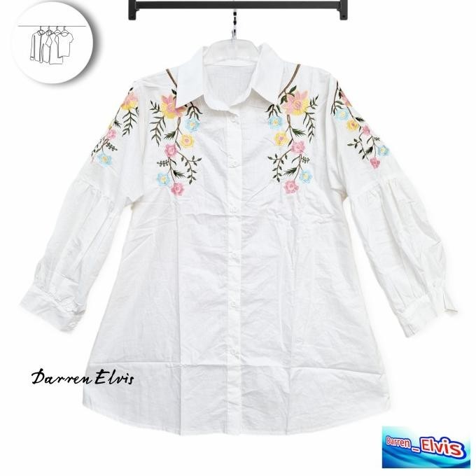 Tunik Putih Wanita Best Seller Motif Bunga