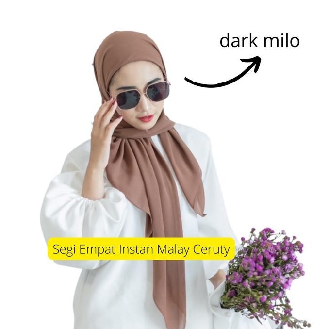 Jilbab Segi Empat Instan Malaysia Malay Tali Ikat Premium Ceruty