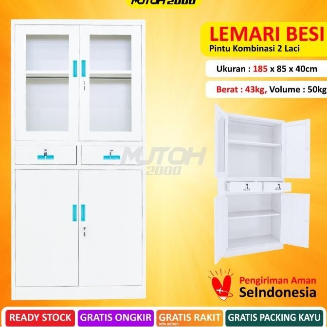 

New Big 185Cm Lemari Arsip Besi Filling Cabinet Pintu Kombinasi 2 Laci Stok Terbatas