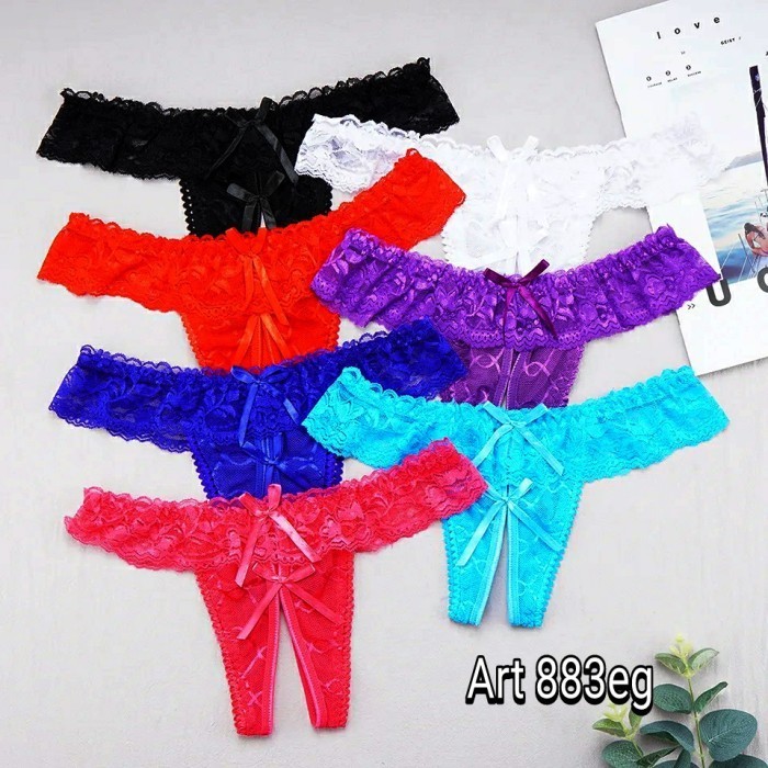 Ready stok G String Wanita Sexy Celana Dalam CD Open Crotch Renda Belakang Import