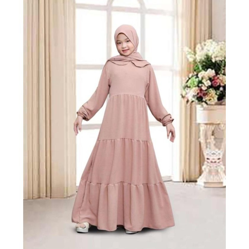 BAJU GAMIS ANAK PEREMPUAN UMUR 12 - 14 TAHUN REMAJA SYARI POLOS CHACA