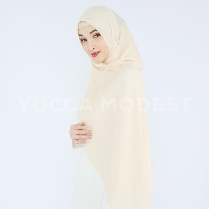 Hijab Pashmina Plisket Crepe Premium Hawa 1.0 Sesame - Yucca Modest