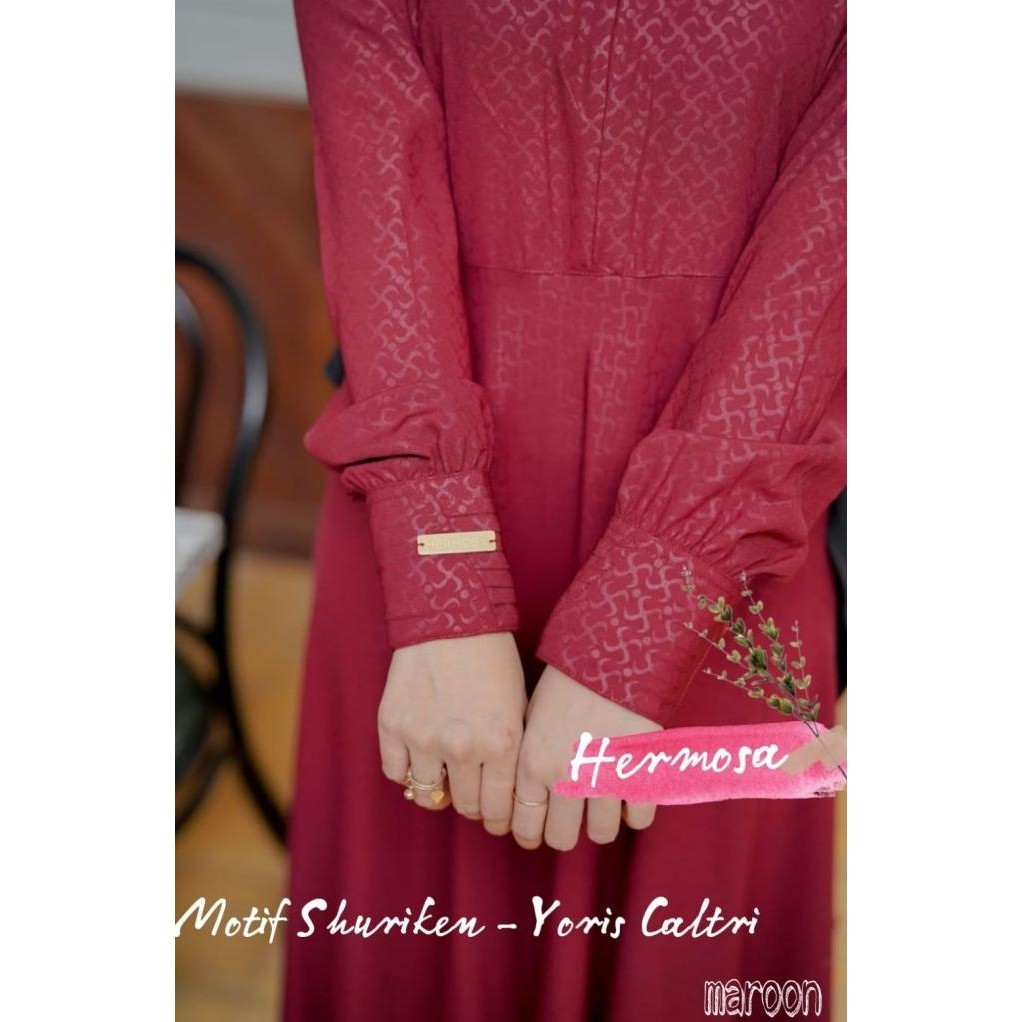 Gamis Hermosa Shuriken Marun/Gamis Marun Murah/Gamis Hermosa Murah