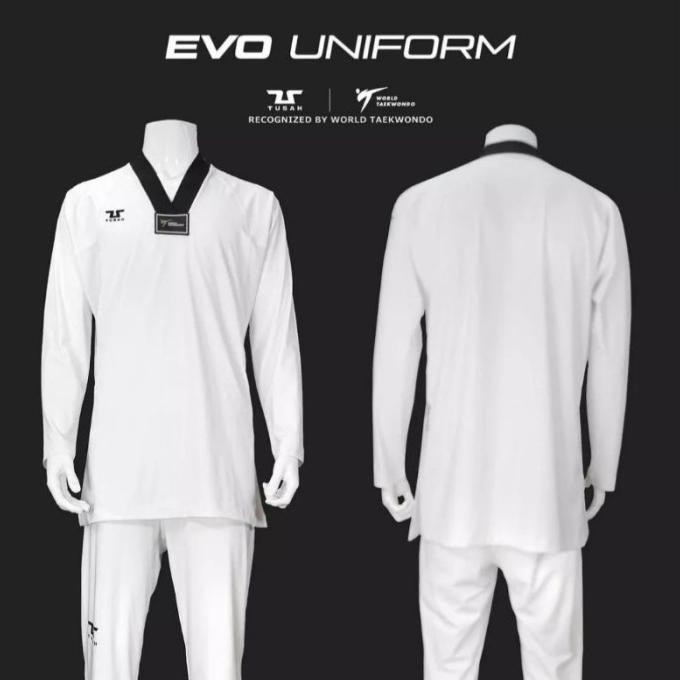 Tusah EVO UNIFORM Black V-Neck New Taekwondo dobok WT approved