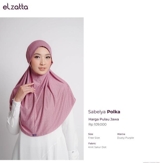Elzatta Sabelya Polka Jilbab Maryam Motif Simple Terbaru Hijab Instan