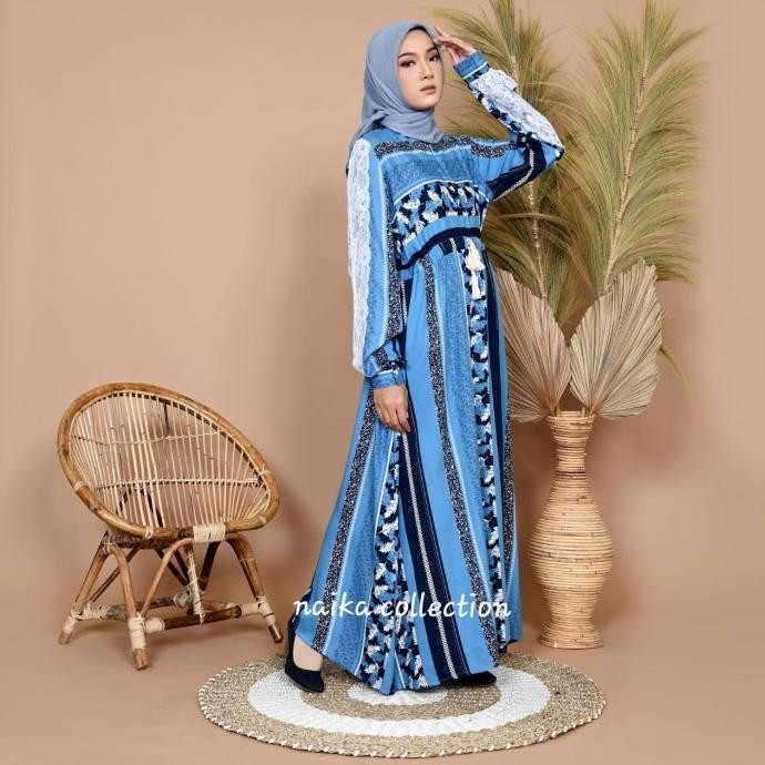 Baju Gamis Bahan Rayon Kombinasi Brokat Tangan