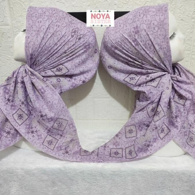 Hijab Segiempat Motif Ungu Lilac Voal Premium Jilbab Kerudung Lacercut