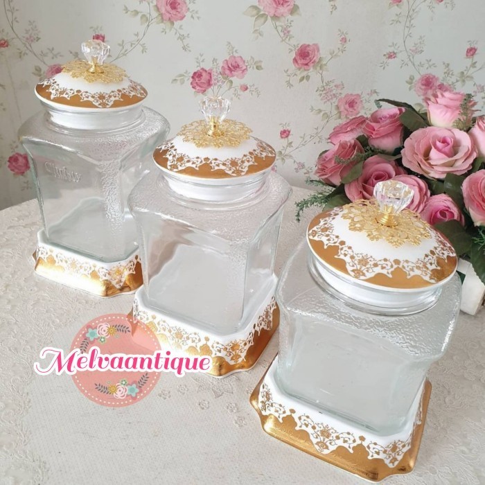 Toples Mewah motif garden set 3 / toples keramik / toples kaca