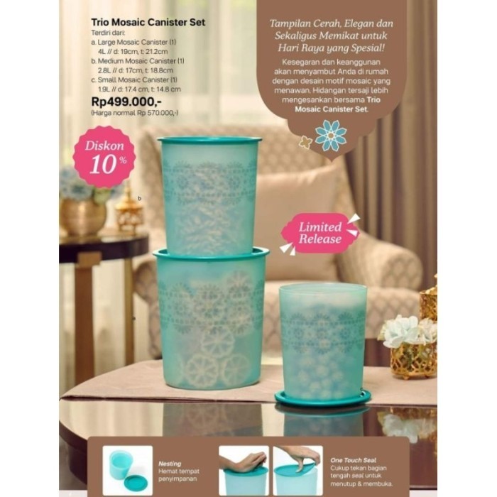 Tupperware mosaic canister set toples kue lebaran
