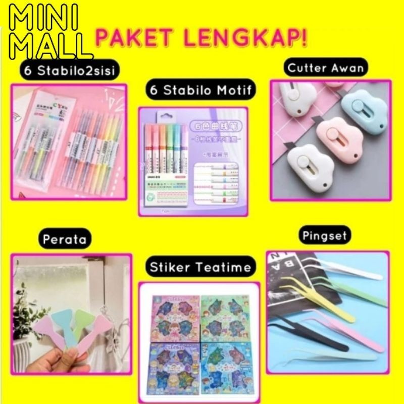 

Paket Stiker Waterproof 100 Lembar B15 Stabilo motif Cutter Awan Stabilo 2 sisi Pingset Stiker Stabilo Motif Paket Stiker B15