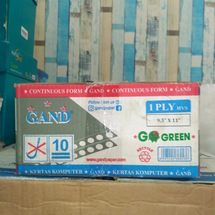 

Gand Continuous Form/Kertas Komputer Uk 9,5 X 11" 1 Ply Putih.