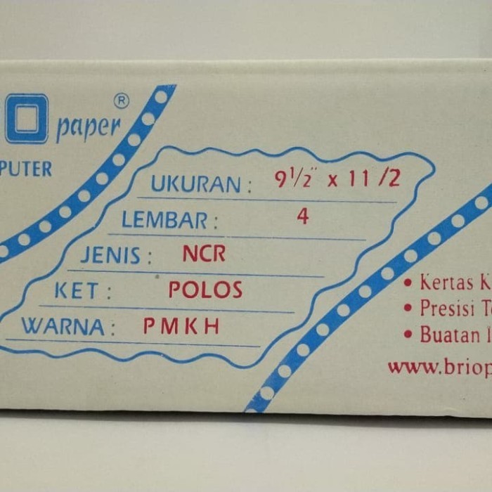 

Kertas Komputer Brio K4:2 Ncr Putih Merah Kuning Hijau