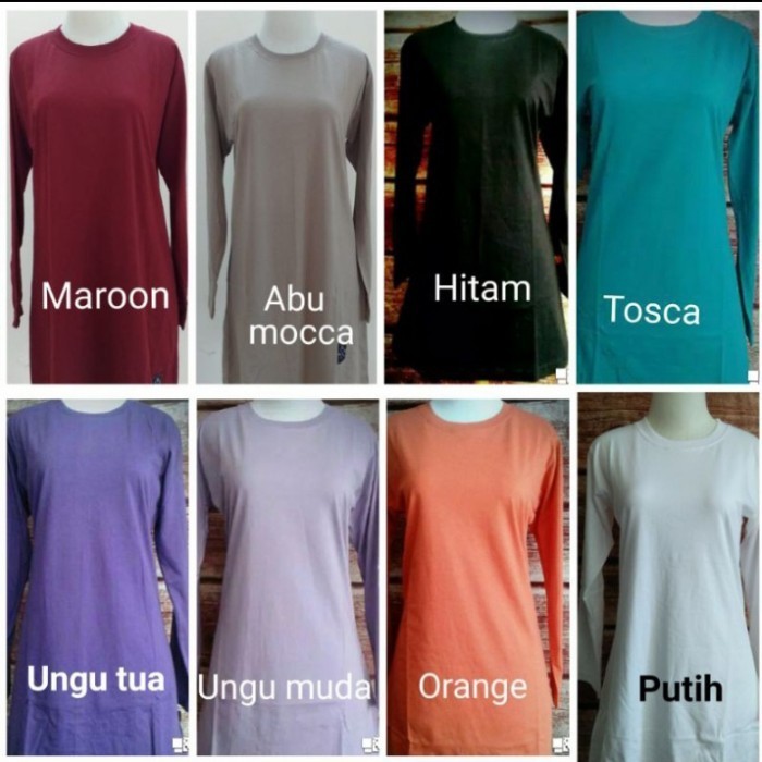 NEW XXL BIG Kaos Tunik Polos Wanita Muslimah Panjang Olahraga Tebal