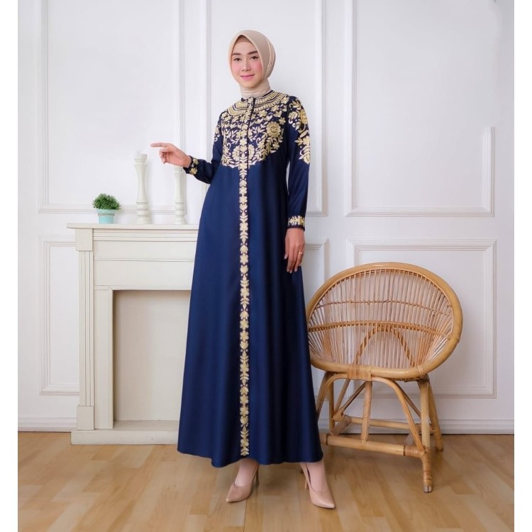 Gamis Madina Andini Bahan Katun Toyobo Peremium Kombinasi Bordir HotR33A