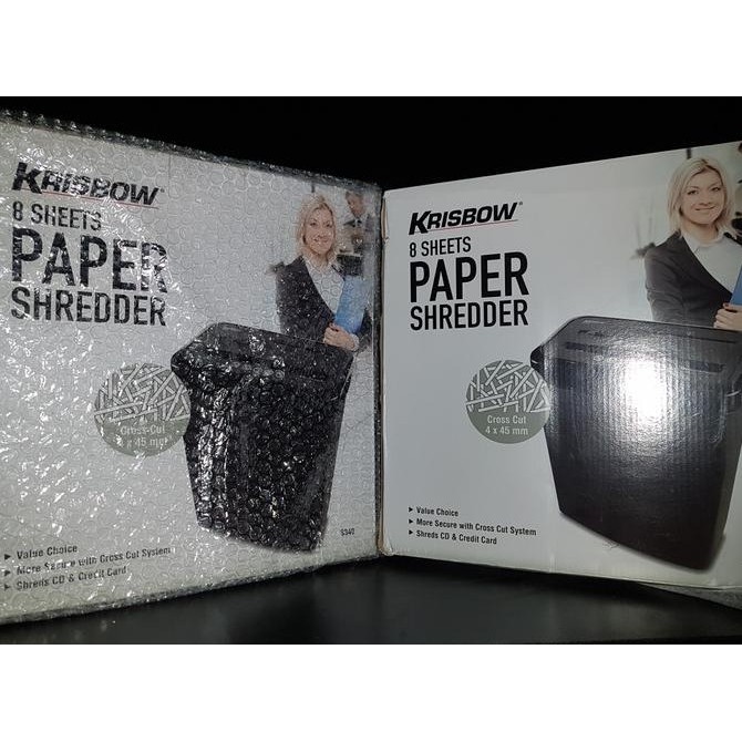 KRISBOW Paper Shredder S340 8 Sheet Black