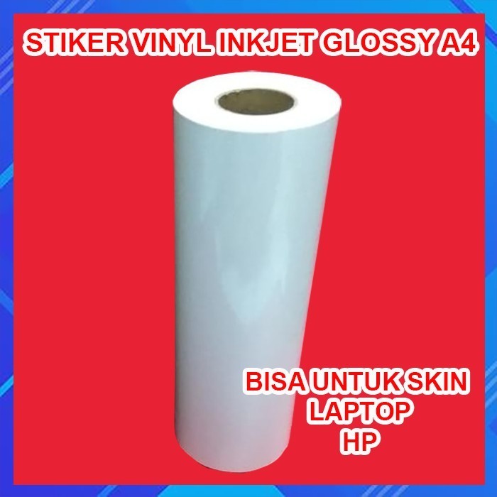 

Sticker Stiker Vinyl Inkjet White Glossy A4 Panjang 30 Meter
