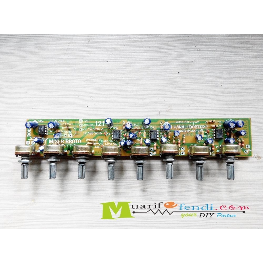 KIT mixer Broto penguat mic 4 potensio kanal plus booster 121
