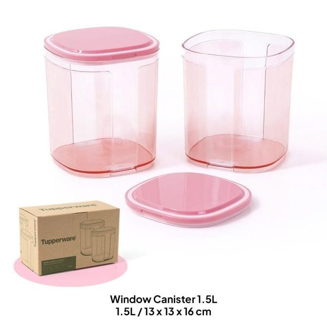 Tupperware Window Canister 1.5L 2Pcs Toples Kristal Bening [A08] Premium Berkualitas