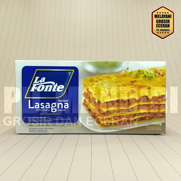 

LAFONTE LASAGNA 450 GR / Lasagna Skins / Instan / LA FONTE