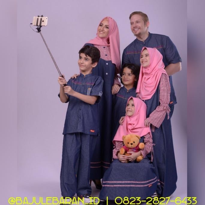 Sarimbit Baju Muslim Sarimbit Keluarga Nibras Family 51 Pink Couple Blue Jeans Limited Edition