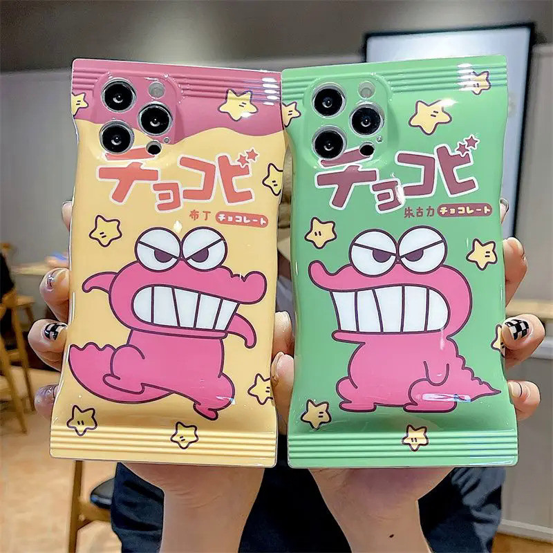 Casing Penutup Silikon Ponsel iPhone, Sarung HP Kulit Buaya Merah dengan Latar Belakang Hijau untuk 