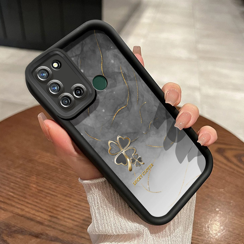 Casing Hp Realme 7i Realme C17 Case silikon ganda Softcase pola semanggi ungu asap perlindungan Casi