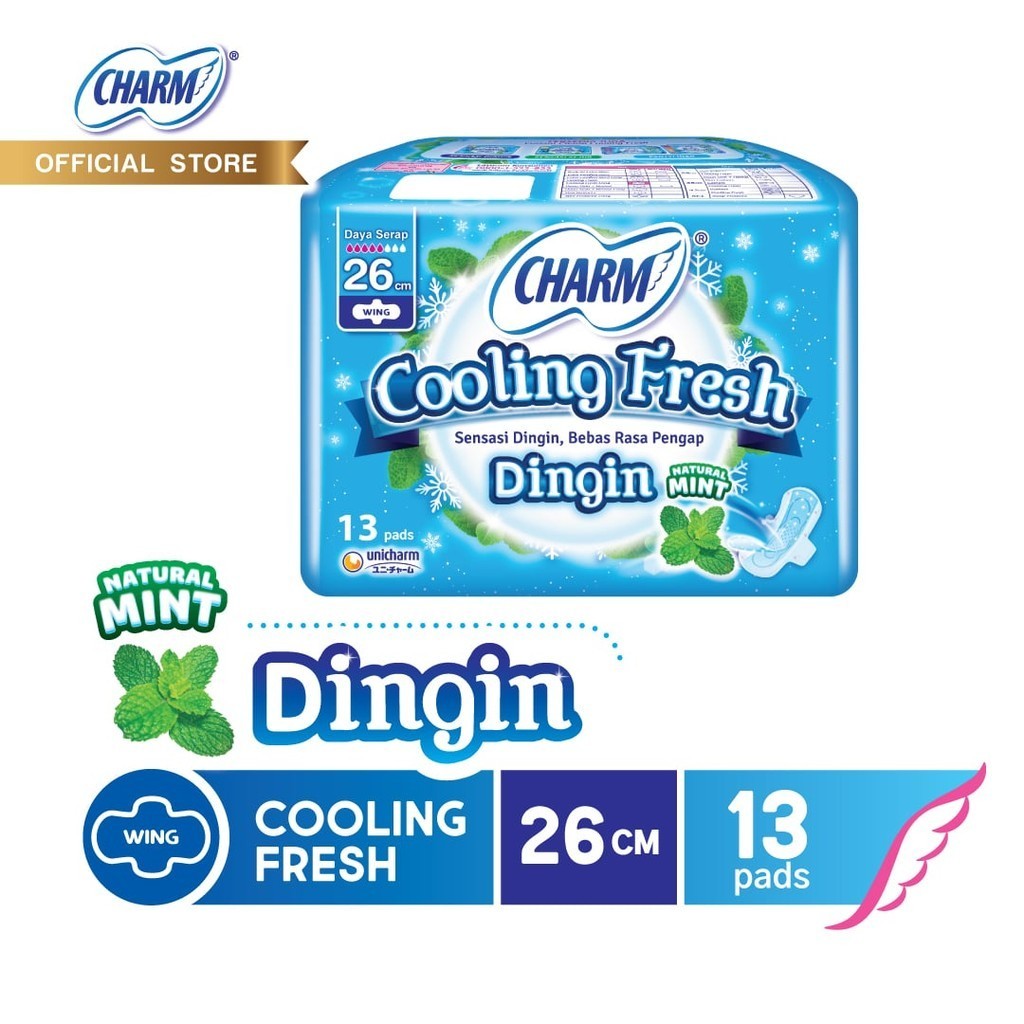Charm Pembalut Cooling Fresh Wing Long 26cm 13 pads