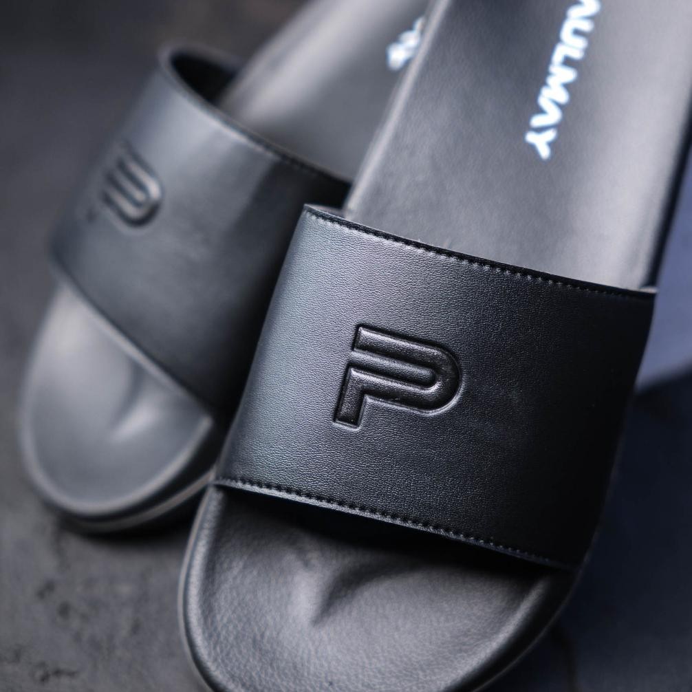 Ramadhan Sale Paulmay Sandal Slide Unisex Slippers Logos Black Original